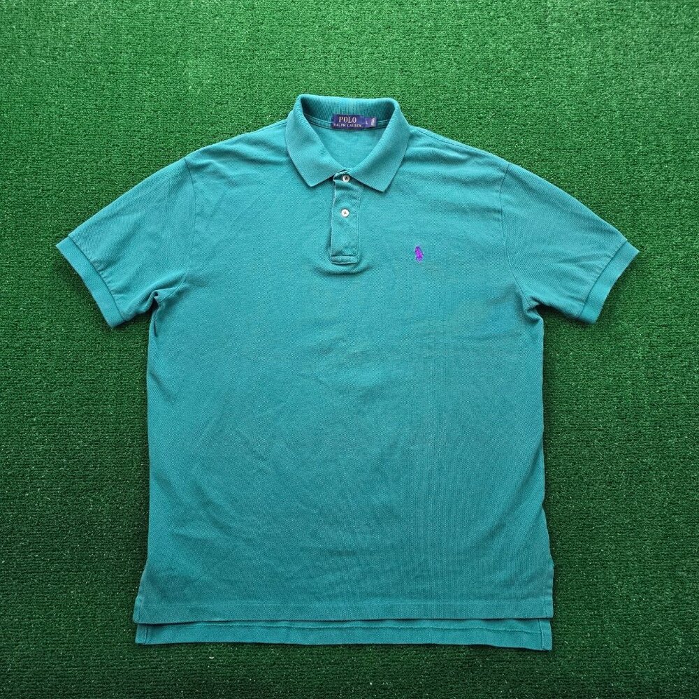 Polo Ralph Lauren Polo Shirt Men Large Green Short Sleeve Preppy Golf Casual